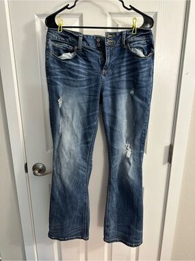 VS Hipster Women’s Jeans Size 12 Bootcut Distressed Medium Wash Stretch Denim
